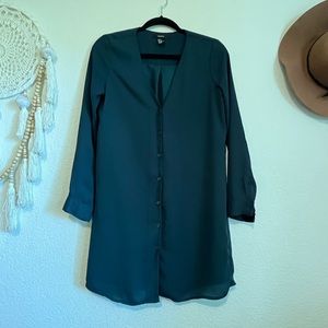 4/15$ Emerald green forever 21 button down dress tunic